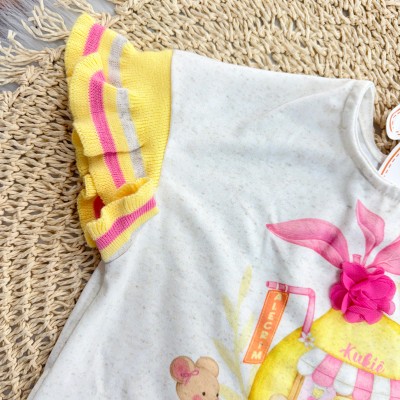  Conj. Blusa Ratinhas e Short - Areia e Amarelo